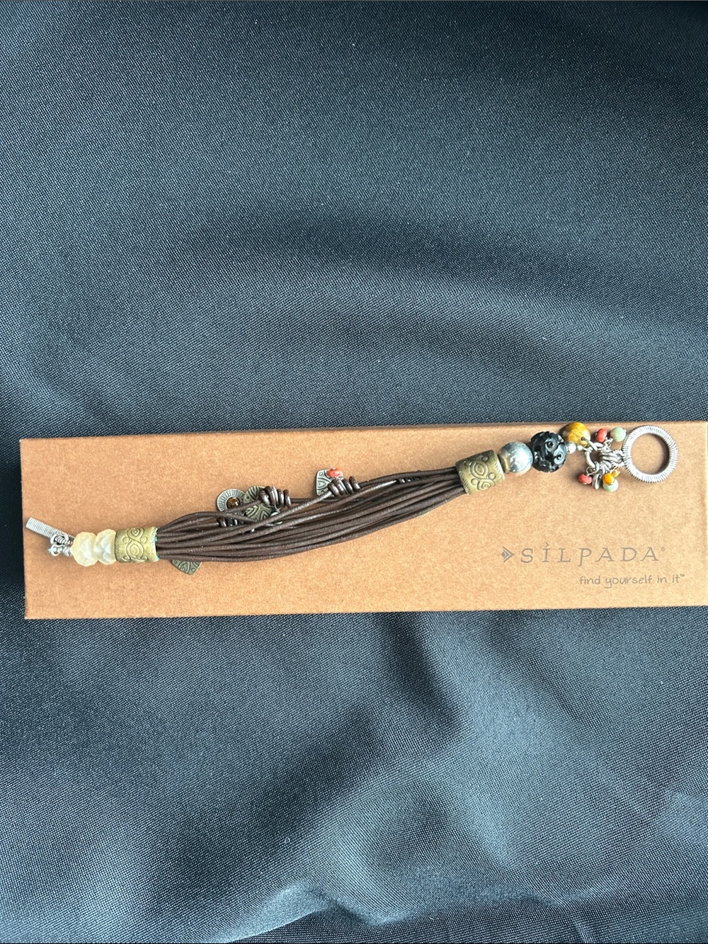 Silpada B1889 Brown Leather Multi-Strand Beaded Bracelet